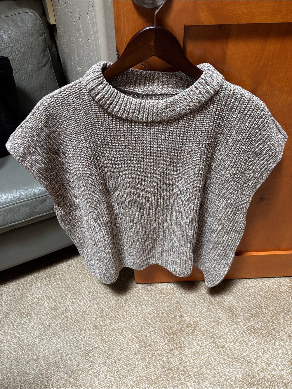 Frank & Eileen Taupe Marled Sleeveless Turtleneck Sweater